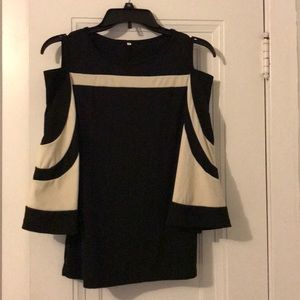 Black and Tan, cut out bell sleeve top